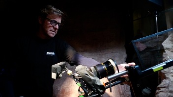 Academy Award-winning cinematographer Anthony Dod Mantle on set of 127 Hours using equipment provided by L.A.-based HD Camera Rentals